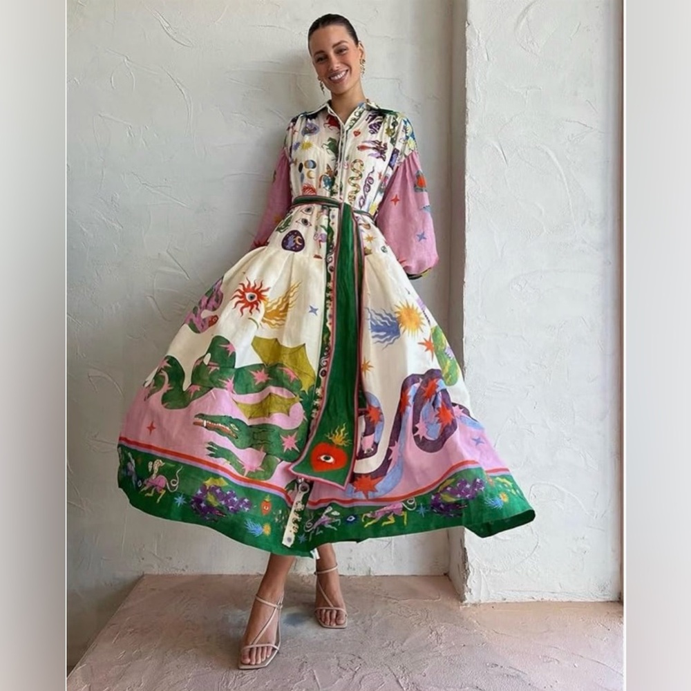 Long Sleeve Print Dress